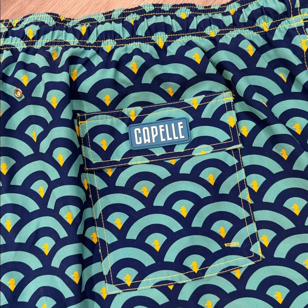 Capelle Miami Men's Swim Trunks Seahorse Print Lined 5.5